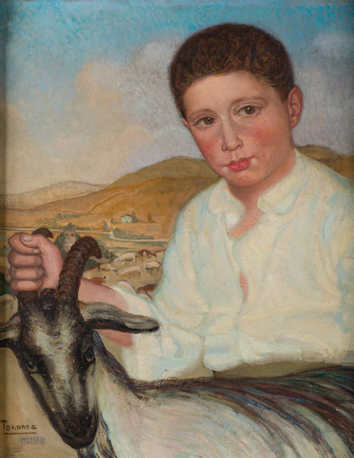 JOSÉ MARÍA TOGORES, "Muchacho con cabra", 1912, Óleo sobre 
