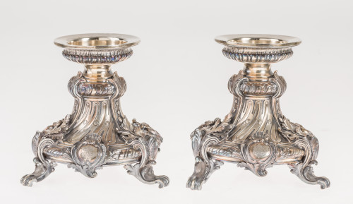 Pareja de candeleros de plata Gustave Keller