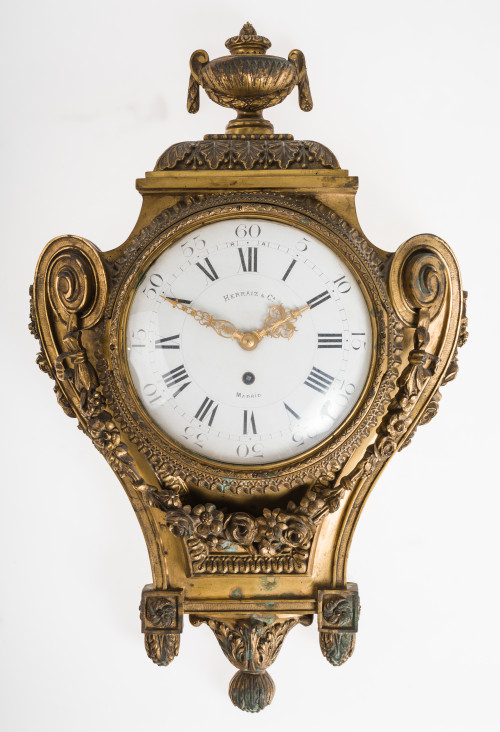 Reloj cartel de bronce dorado Herraiz, S.XX