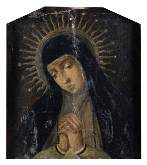  ESCUELA ESPAÑOLA, "Virgen de la Paloma", Óleo sobre lienzo