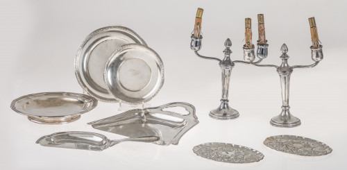 Pareja de lámparas de mesa de plata, España, med.S.XX