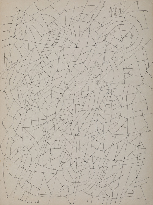 DAVID LAN-BAR, "Abstracción", 1965, Tinta sobre papel