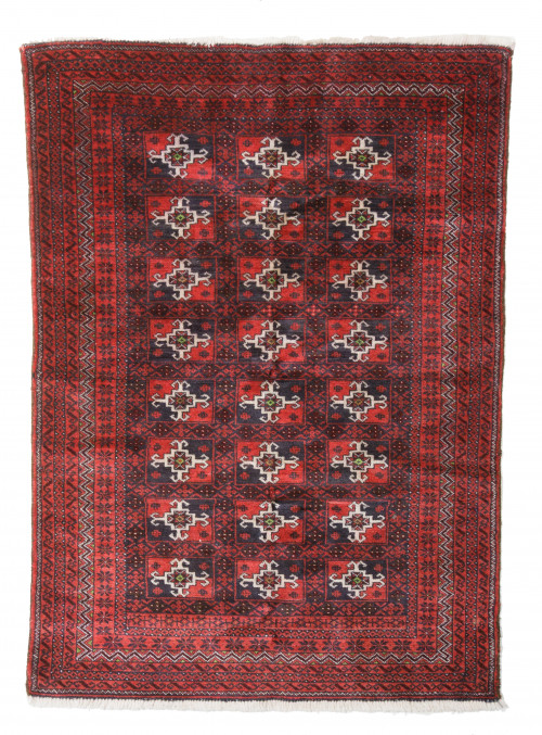 Alfombra persa bukhara de lana anudada a mano , S. XX