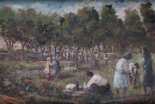 JOAQUÍN SANZ BUSTILLO, "El Pardo", Óleo sobre táblex