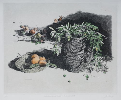 MALTE SARTORIUS, "Geflochtener korb mit olivenlaub", 1997, 