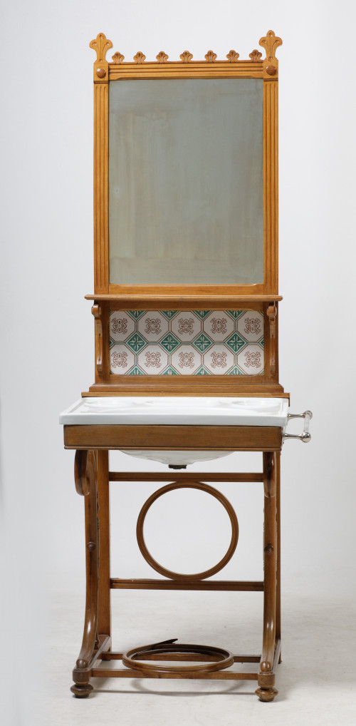 Mueble lavabo de roble, España, c. 1900