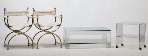 Mesa de café de metacrilato y cristal, España, años 70