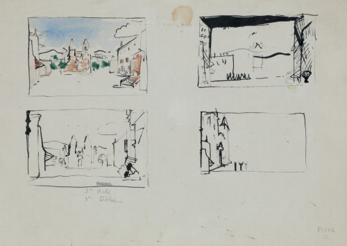PEDRO PRUNA, "Apuntes", 1921, Tinta y acuarela sobre papel