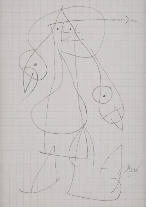 JOAN MIRÓ, "Femme", 1977, Lápiz sobre papel