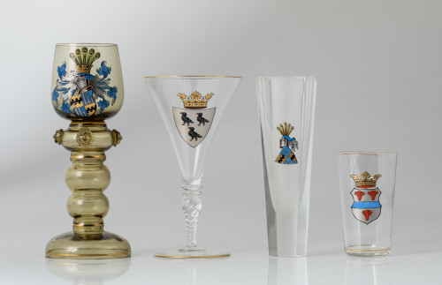 Colección de copas y vasos de cristal, manufactura Friedric