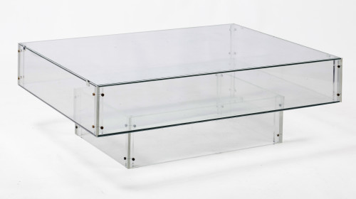 Mesa de café de metacrilato y cristal, años 80