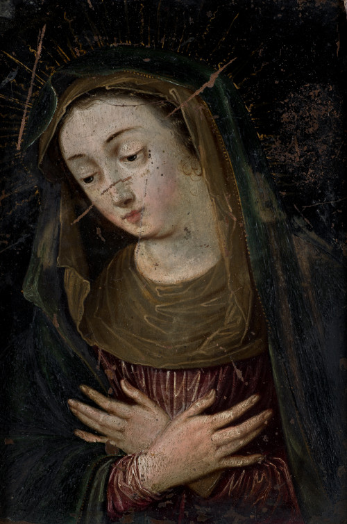  ESCUELA FLAMENCA, "Virgen de la Anunciación", Óleo sobre c