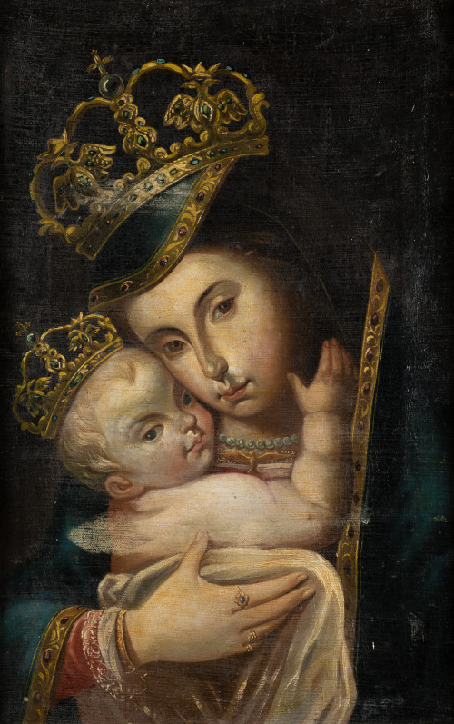 ESCUELA ESPAÑOLA, "Virgen de Belén", Óleo sobre lienzo