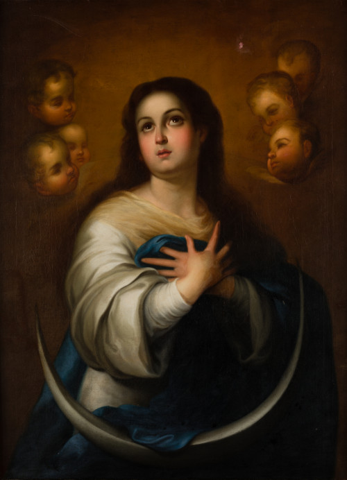 ESCUELA SEVILLANA, "Inmculada Concepción", Óleo sobre lienzo