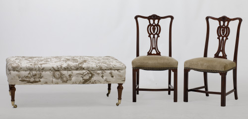 Banqueta tapizada de gusto inglés, S. XX