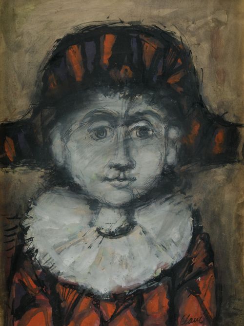 ANTONI CLAVÉ, "Arlequín", Tecnica mixta sobre papel