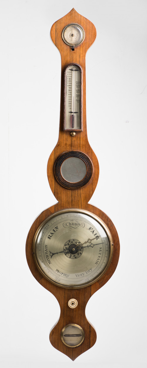 Barómetro victoriano con caja chapada en palorrosa, Inglate