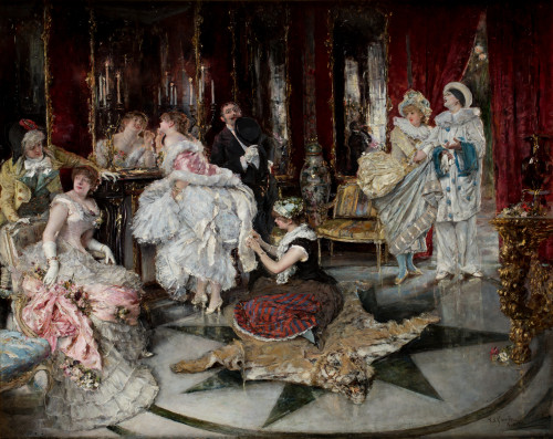 EDUARDO LEON GARRIDO, "Al baile", 1882, Óleo sobre tabla