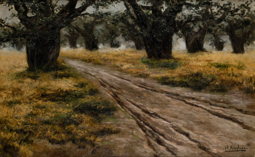 HERMENEGILDO ANGLADA CAMARASA, "Camino entre árboles", 1890