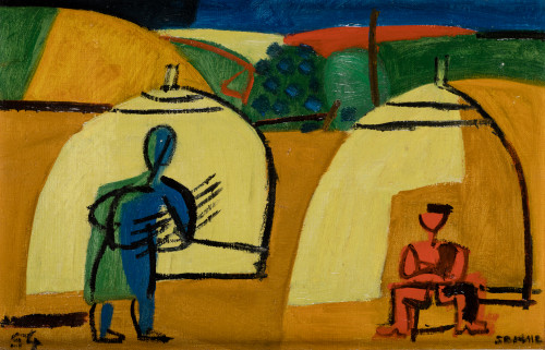 LUIS  SEOANE, "Os Palleiros", 1954, Óleo sobre lienzo