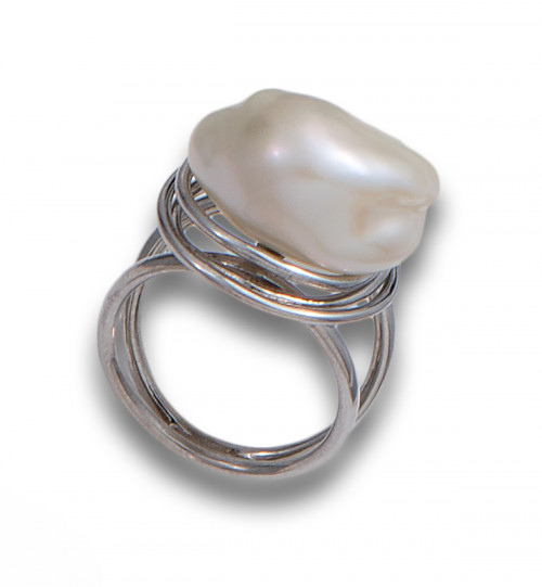 SORTIJA DE ORO BLANCO Y PERLA