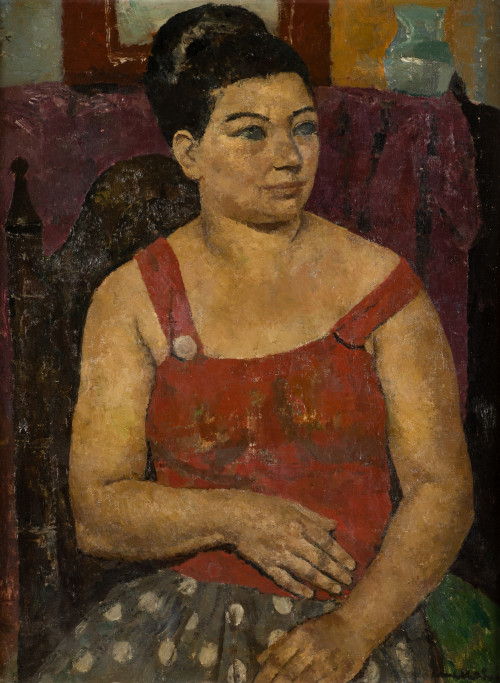 JOSÉ MALLOL SUAZO, "Retrato femenino", Óleo sobre lienzo