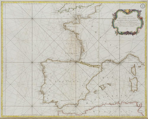 JACQUES NICOLAS BELLIN, "Carta náutica de la costa atlántic