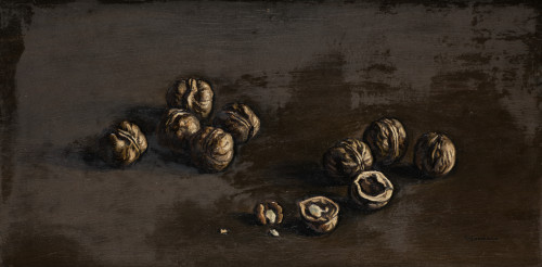 EUFEMIANO SÁNCHEZ GÓMEZ, "Bodegón con nueces", Óleo sobre t
