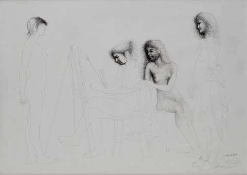 ALBERTO DUCE VAQUERO, "La pintora y las modelos", Tintas so
