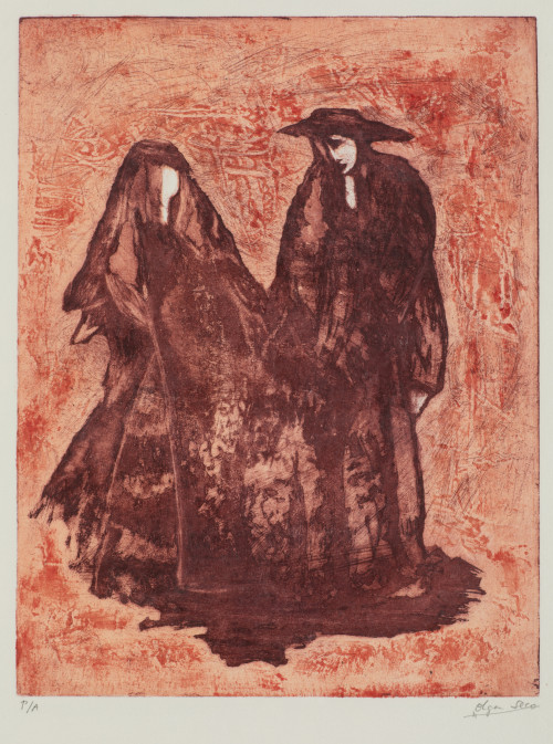 ESCUELA ESPAÑOLA, "Parejas de campesinos", Tres impresione