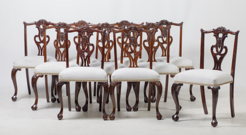 Diez sillas de estilo Chipendale, S.XX