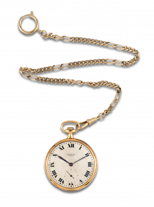 RELOJ DE BOLSILLO LEPINE LONGINES EN ORO AMARILLO CON LEONT