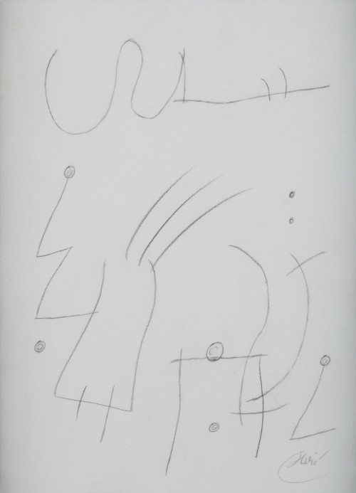 JOAN MIRÓ, "Persounages dans un paysage", 1978, Lápiz sobre