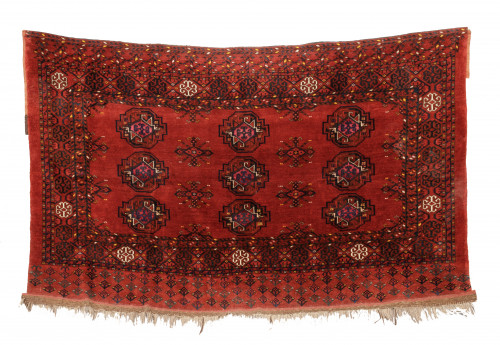 Alfombra o tapiz antiguo persa de lana y seda anudada a man