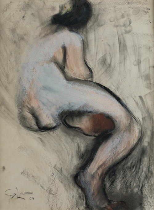 VICENTE  COLOM, "Desnudo femenino", 1969, Pastel sobre papel