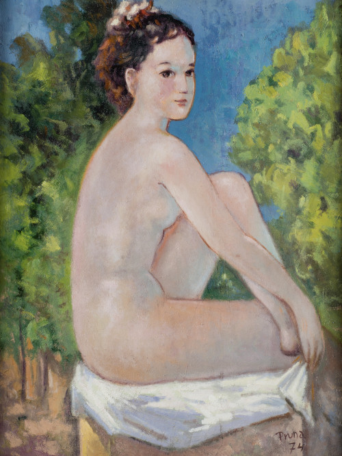 PEDRO PRUNA, "Desnuo femenino", 1974, Óleo sobre lienzo