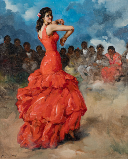 FRANCISCO RODRÍGUEZ SANCLEMENT, "Gitana", Óleo sobre lienzo