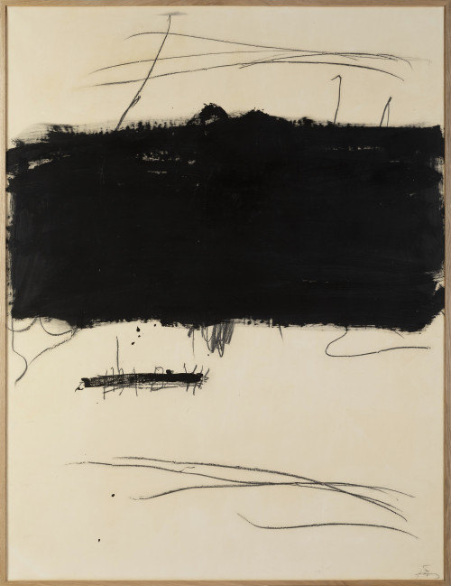 ANTONI TÀPIES, “Muralla negra”, 1980, Pintura y lápiz sobre
