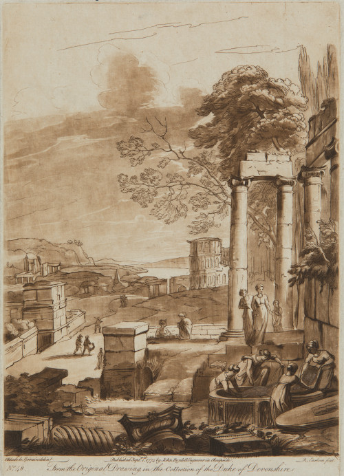 RICHARD EARLOM , "Pasiaje con ruinas clásicas", Grabado