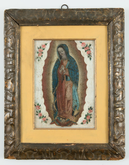 ESCUELA  MEJICANA, "La Virgen de Guadalupe", Óleo sobre cob