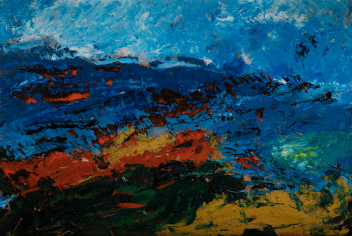 NELSON ZÚMEL, "Paisaje (abstracción)", 1991, Técnica mixta