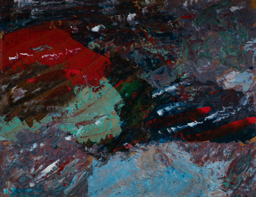 NELSON ZÚMEL, "Abstracción", 1991, Técnica mixta sobre tabl