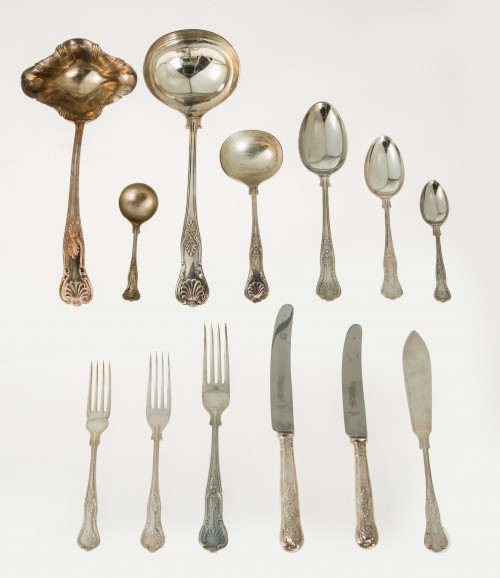 Cubertería de metal plateado, modelo Kings pattern, Inglate