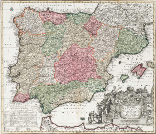 MATTHAEUS SEUTTER, "Mapa de la Península Ibérica y Baleares