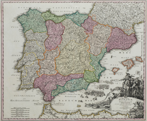 JOHANN BAPTISTE HOMANN, "Mapa de España y Portugal", c. 171