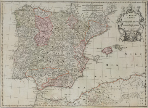 GUILLAUME DE LISLE, "Hispania", Mapa grabado al cobre