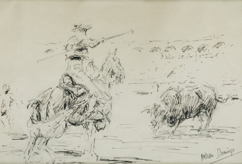 ROBERTO DOMINGO Y FALLOLA, "Suerte de varas", Tinta y grafi