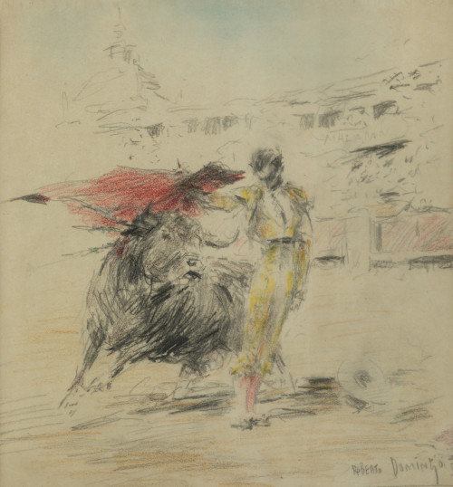 ROBERTO DOMINGO Y FALLOLA, "Pase de pecho", Grafito y lápic