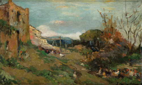 JOAQUÍN MIR TRINXET, "Entorn d&#39;una masia", c.1914-15, Óleo 