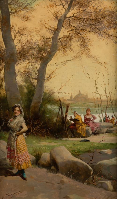 ÁNGEL LIZCANO, "Goya pintando", Óleo sobre lienzo